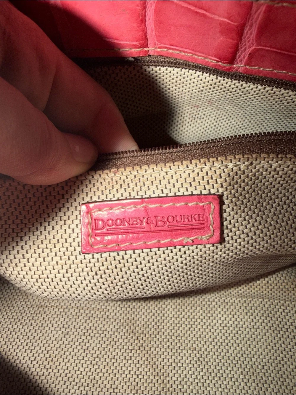 Dooney & Bourke Pink Croc-Embossed Leather Shoulder Bag